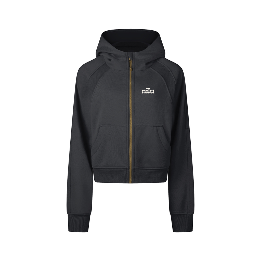 Cropped Zip-Through Hoodie