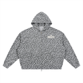 Unisex Leopard Print Waffle Full Zip Hoodie
