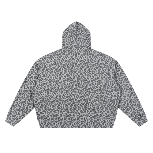 Unisex Leopard Print Waffle Full Zip Hoodie