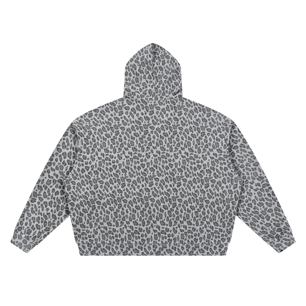 Women's Leopard Print Waffle Full Zip Hoodie