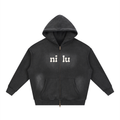 Sunfade Two-way Zipper Boxy Fleece Hoodie
