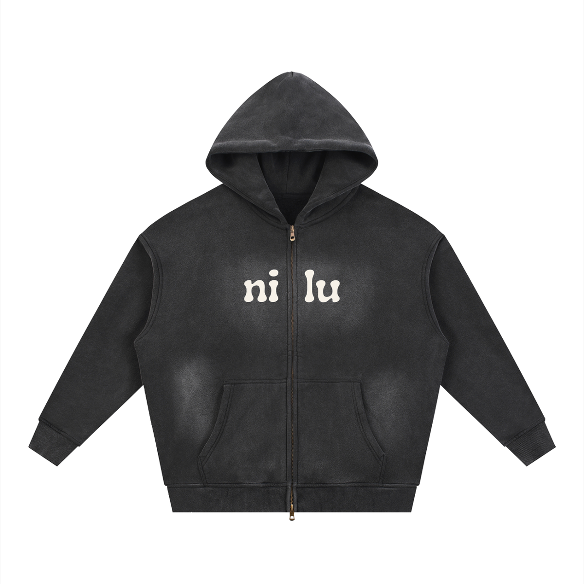 Sunfade Two-way Zipper Boxy Fleece Hoodie