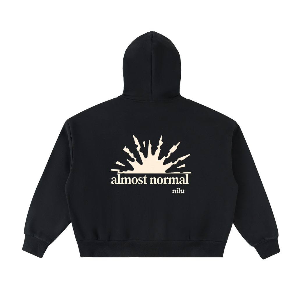 Fleeced Full-Zip Boxy Hoodie