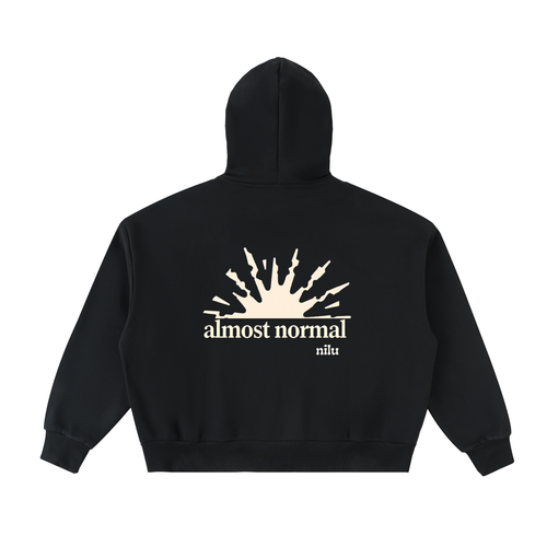 Fleeced Full-Zip Boxy Hoodie